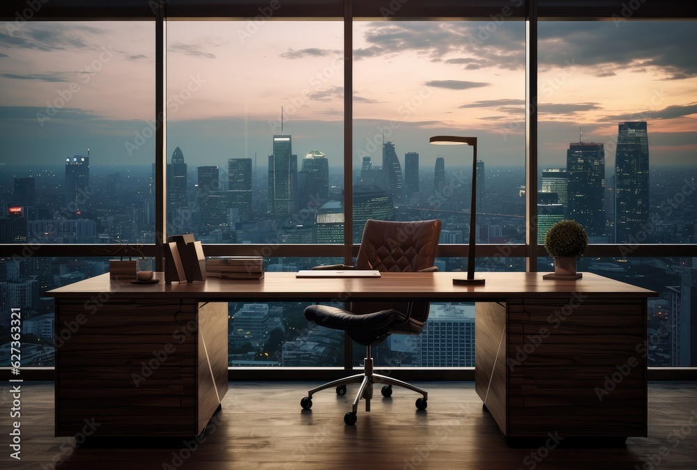 Fototapeta premium office with computer surrounded, generative artificial intelligence