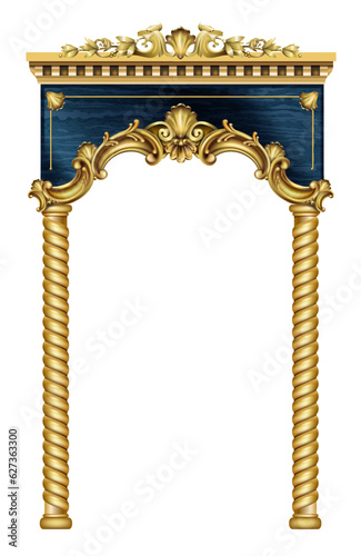 Golden dark classic arch portal and columns