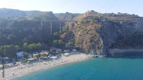 Aerial view of Caminia in summer, coastline of Calabria, Italy photo