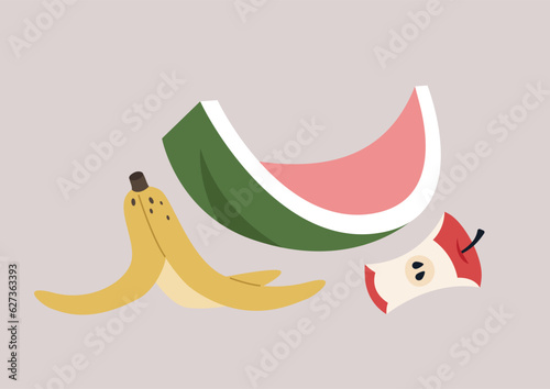 Fruit leftovers, organic waste concept