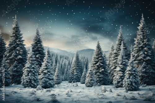 Mystical atmosphere of winter forest. Generative AI © kardaska