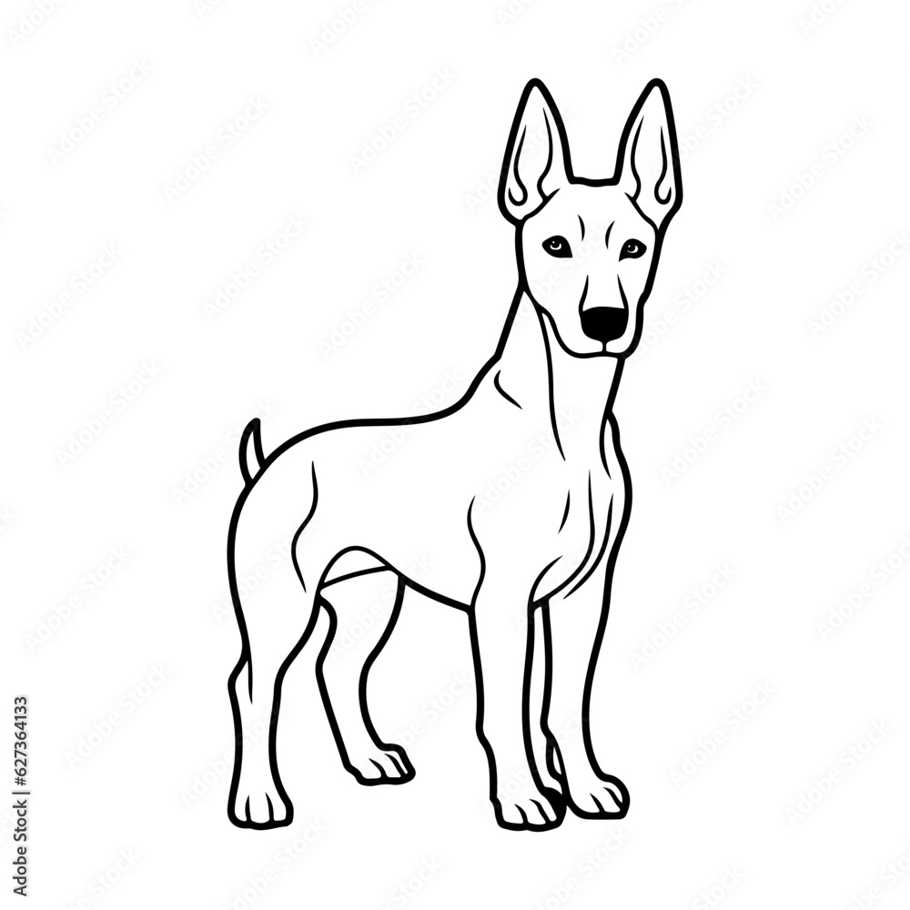 Doberman, hand drawn cartoon character, dog icon.