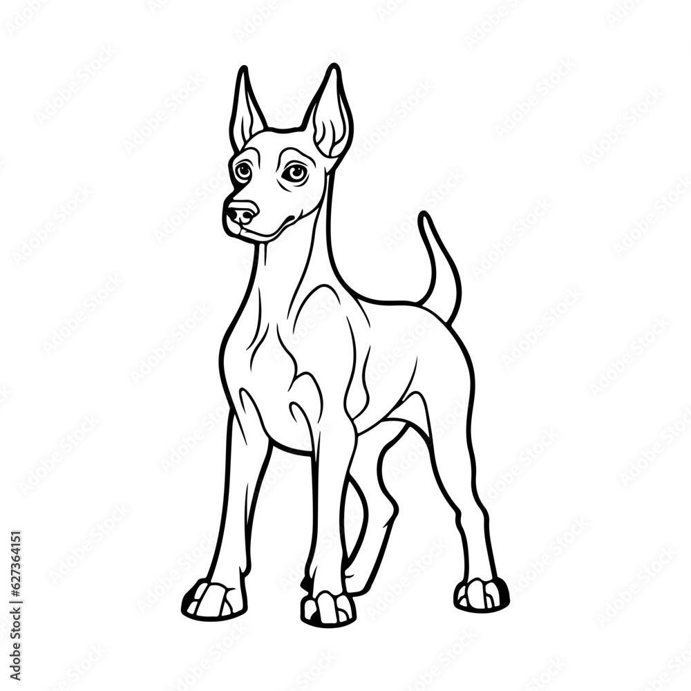 Doberman, hand drawn cartoon character, dog icon. Doberman, hand drawn cartoon character, dog icon.