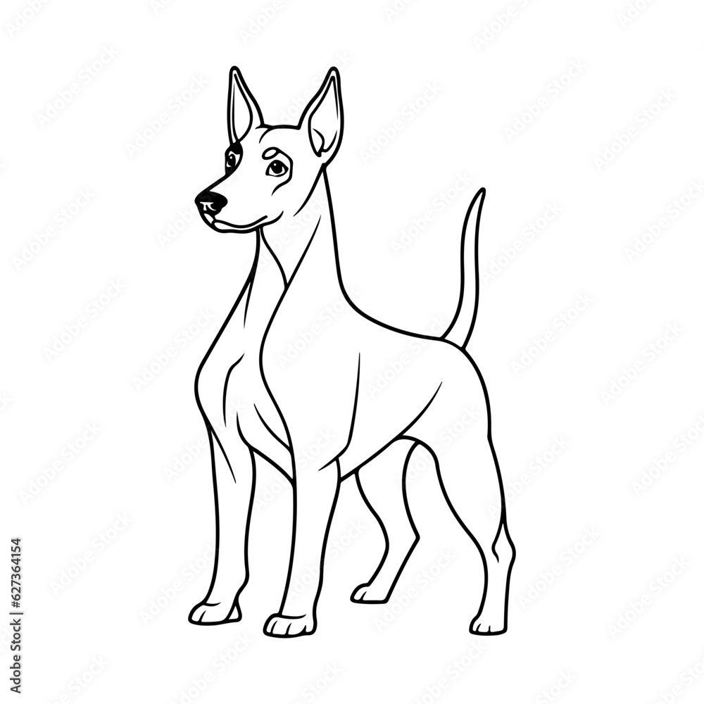 Doberman, hand drawn cartoon character, dog icon. Doberman, hand drawn cartoon character, dog icon.
