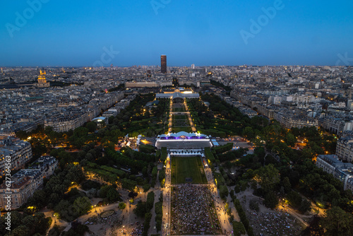 view of the champs de mars on a spiring evening 