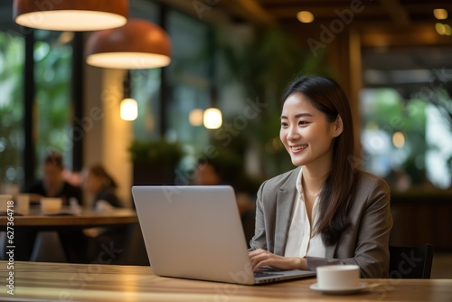  a professional woman using a laptop, generative artificial intelligence