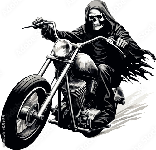 skull biker on motorcycle
