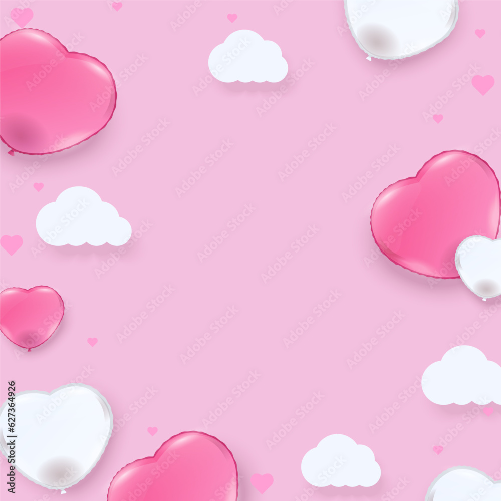 Heart helium balloon on pink background 