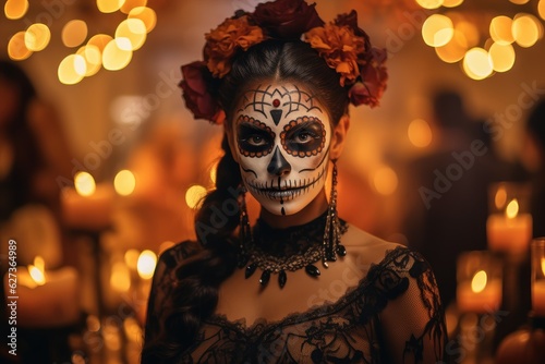  beautiful woman wearing sugar skull makeup  © Tor Gilje