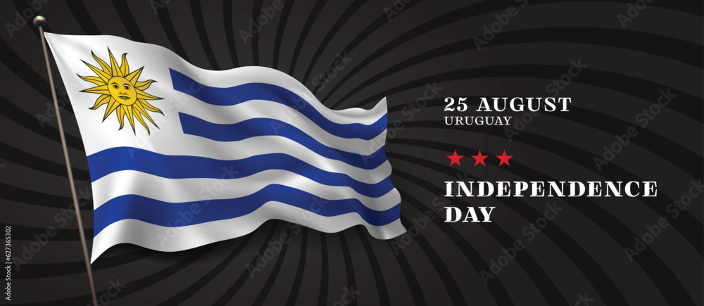 Uruguay independence day vector banner, greeting card.