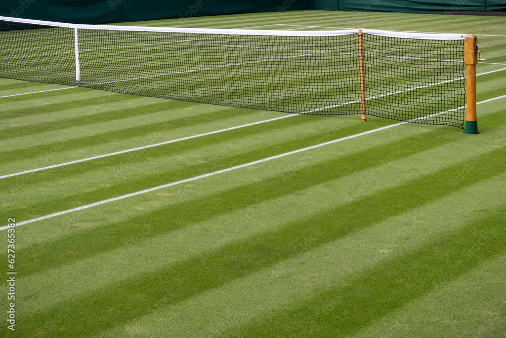 Fototapeta premium Tennis grass court at pro tournament ready for action