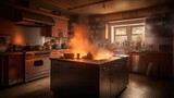 A fire in the kitchen. Created with Generative AI.	

