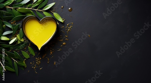 olive oil and heart copy space stock photo