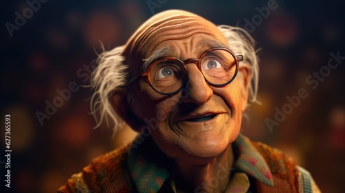 fun old grandpa with glasses. Created with Generative AI.