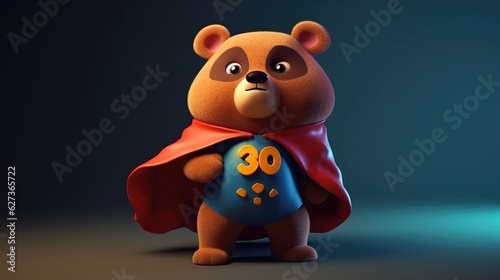 cute bear superhero cartoon. Created with Generative AI.  