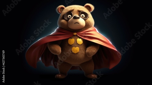 cute bear superhero cartoon. Created with Generative AI.