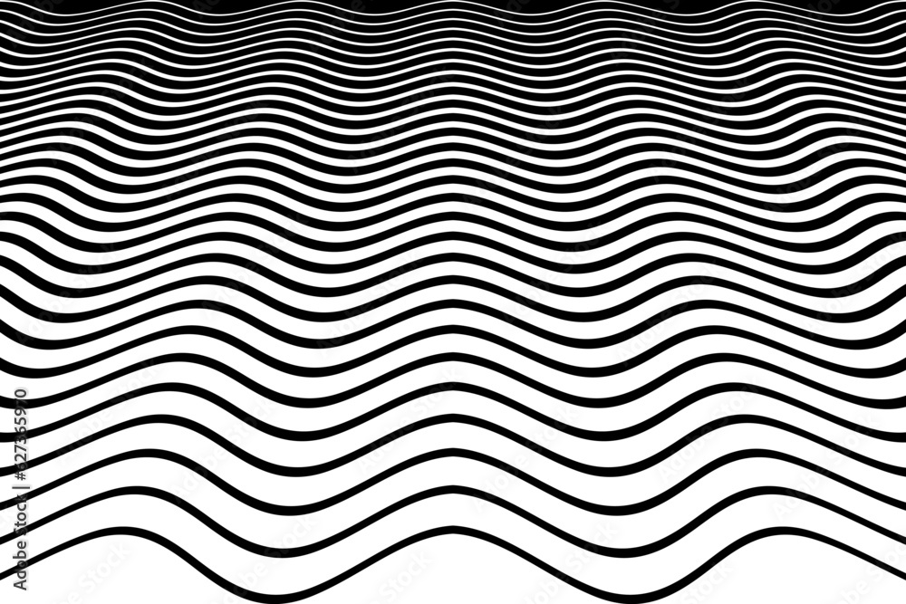 Wavy Lines Halftone Pattern in Diminishing Perspective View. Black and White Textured Background. Wavy Lines Halftone Pattern in Diminishing Perspective View. Black and White Textured Background.