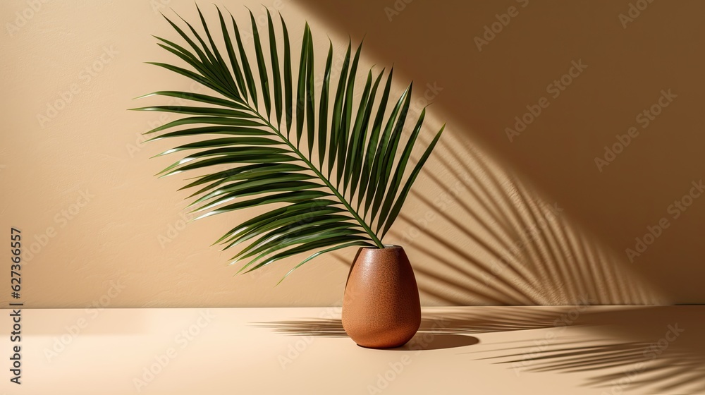 Obraz premium A minimal product placement background palm shadow. Generative ai