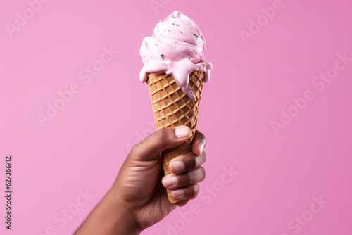 Pink minimalist background with ice cream