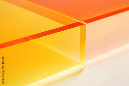 Acrylic blocks in oranges  yellows and transparent colors generative ai