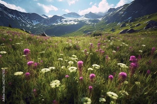 Wildflowers field in the Alps