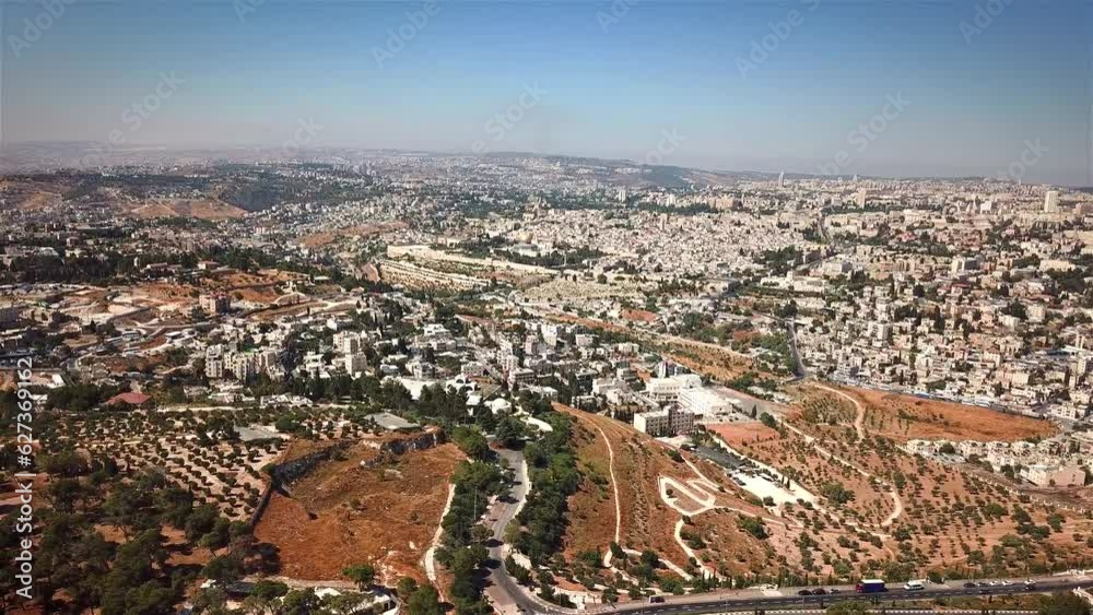 East Jerusalem and the old city flight Aerial view East Jerusalem and the old city flight Aerial view