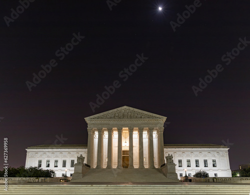 U.S. Supreme Cout Building at night under the crescent moon, Washington D.C (ID: 627369958)