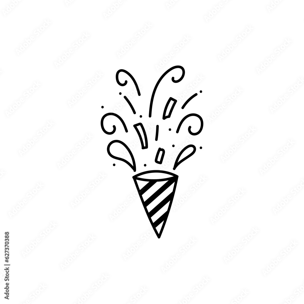cute party popper isolated confetti explosion firecrackers celebration vector drawing illustration hand drawn style cute party popper isolated confetti explosion firecrackers celebration vector drawing illustration hand drawn style