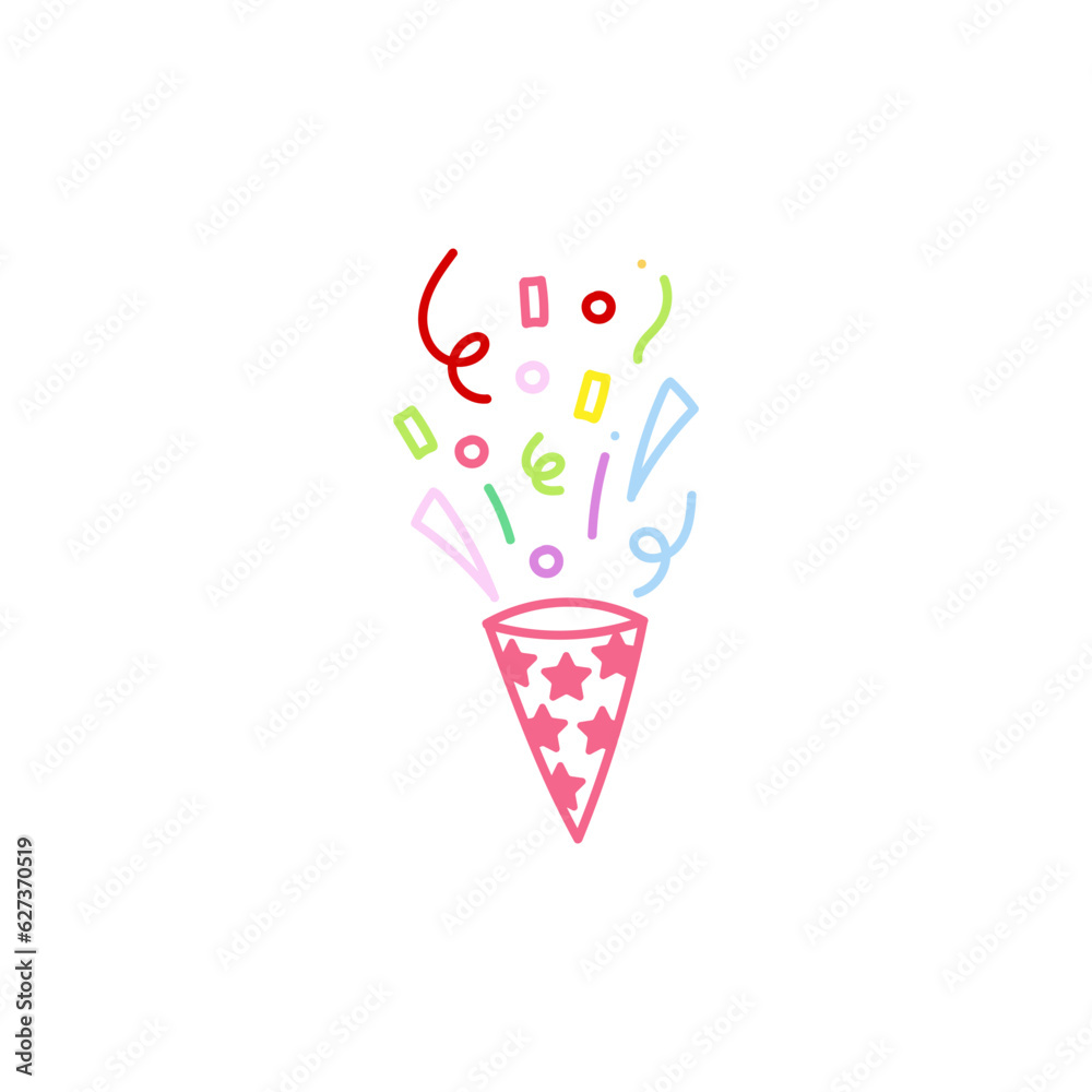 cute party popper isolated confetti explosion firecrackers celebration vector drawing illustration hand drawn style cute party popper isolated confetti explosion firecrackers celebration vector drawing illustration hand drawn style