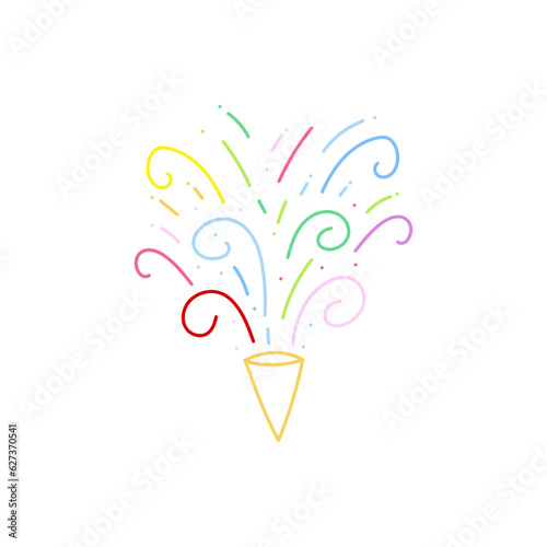 cute party popper isolated confetti explosion firecrackers celebration vector drawing illustration hand drawn style