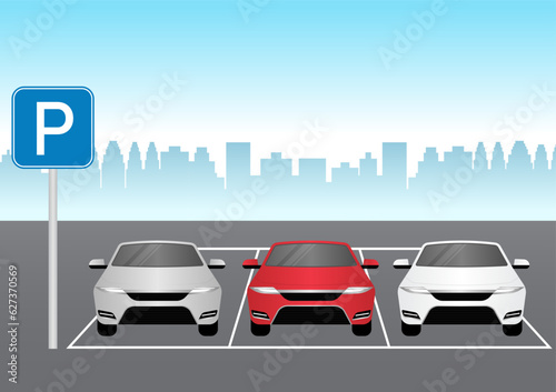 Parking lots or Car Parking Space in the City. Vector Illustration.