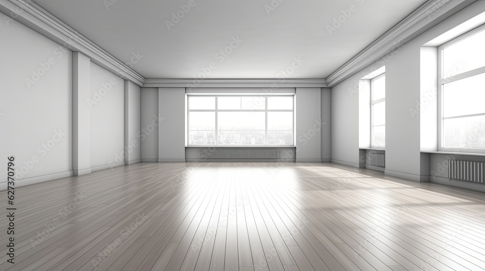 A three dimension of an empty unfurnished room. Generative ai A three dimension of an empty unfurnished room. Generative ai