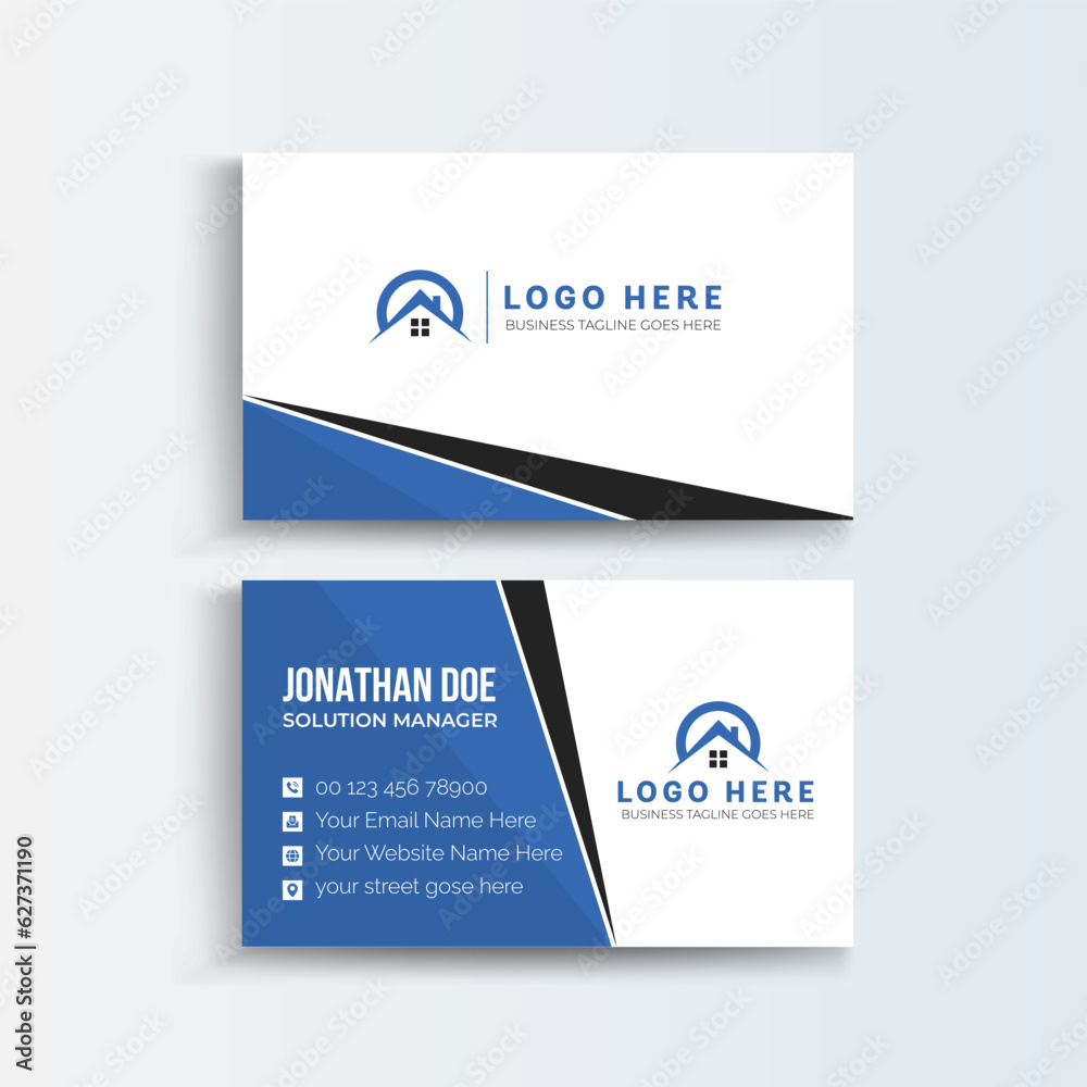 Modern abstract company corporate clean creative elegant Real estate agency realtor home rental business card design visiting card, real estate agent business card design template. 