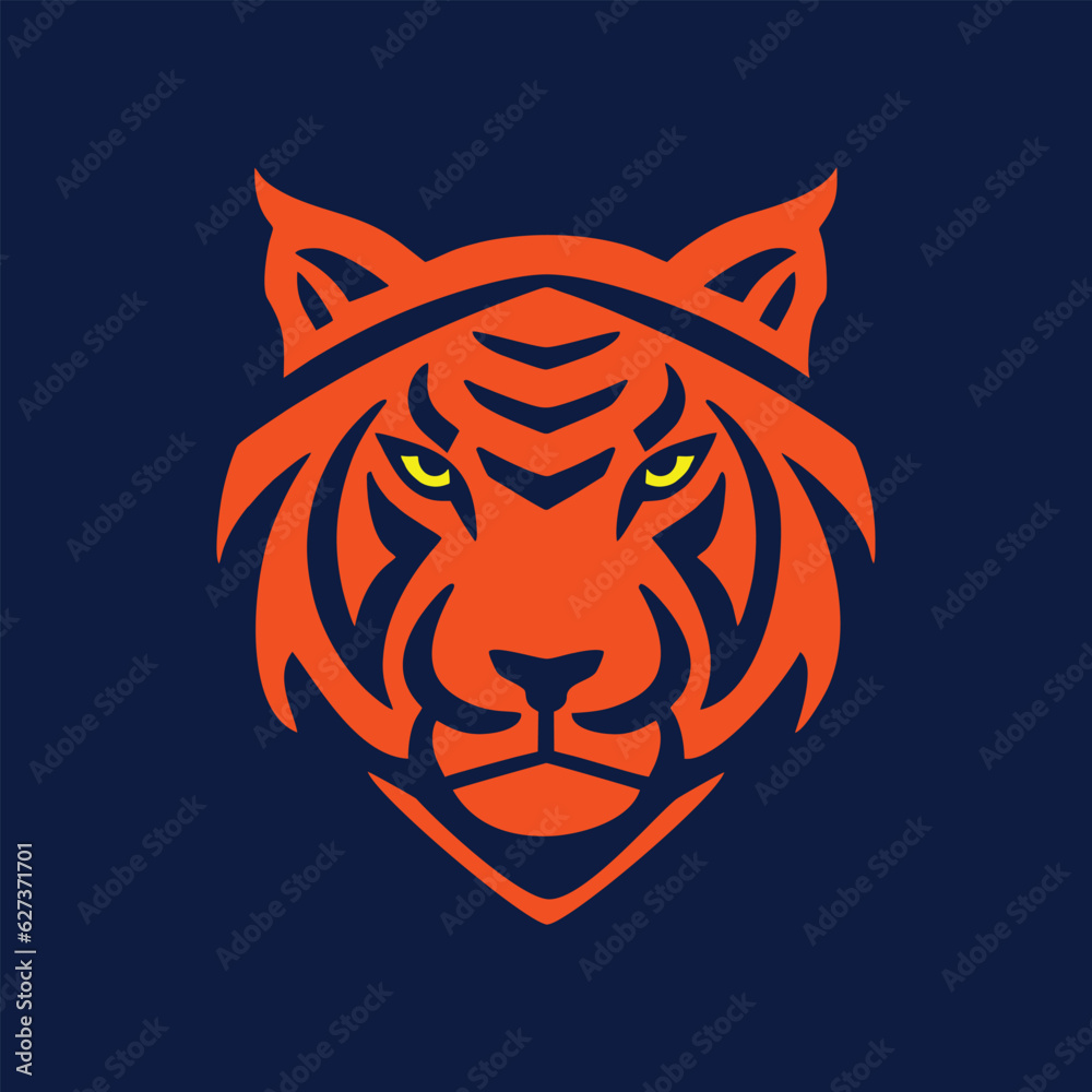 Fototapeta premium Animal Tiger Head Mascot for sports and esports isolate on the dark background