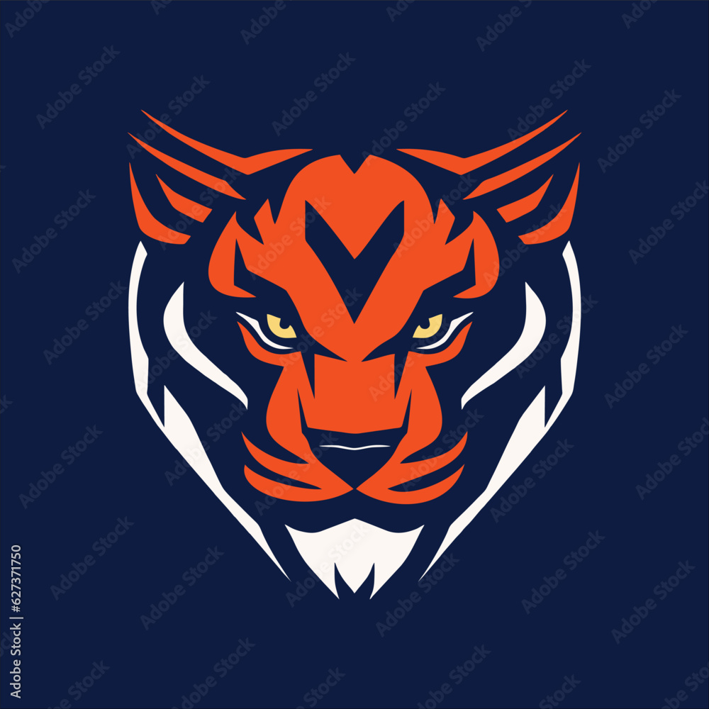 Animal Tiger Head Mascot for sports and esports isolate on the dark background