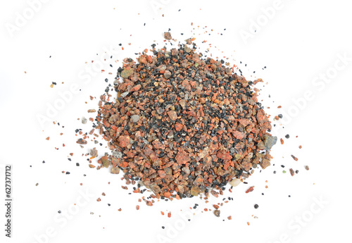 Cuadro en lienzo Pile of granite screenings. Isolated on white background.