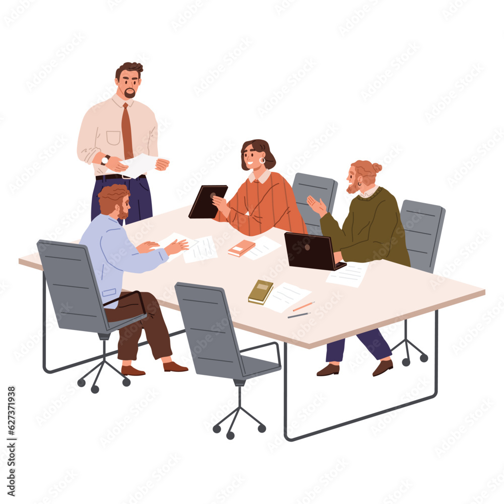 People office work. Vector illustration. An office manager oversees performance of office workers and provides guidance A business person identifies opportunities for growth and expansion in market People office work. Vector illustration. An office manager oversees performance of office workers and provides guidance A business person identifies opportunities for growth and expansion in market