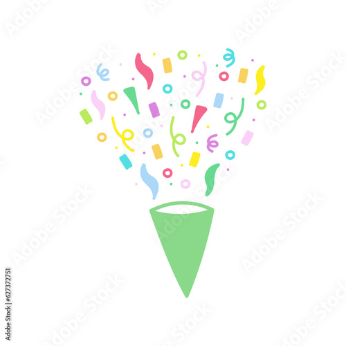 cute party popper isolated confetti explosion firecrackers celebration vector drawing illustration hand drawn style