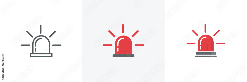 Red emergency flashers Siren icon in flat style.Emergency Flashing Siren.security police attention light signal style isolated on white background.vector illustration - obrazy, fototapety, plakaty 