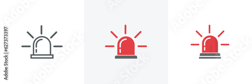 Red emergency flashers Siren icon in flat style.Emergency Flashing Siren.security police attention light signal style isolated on white background.vector illustration photo
