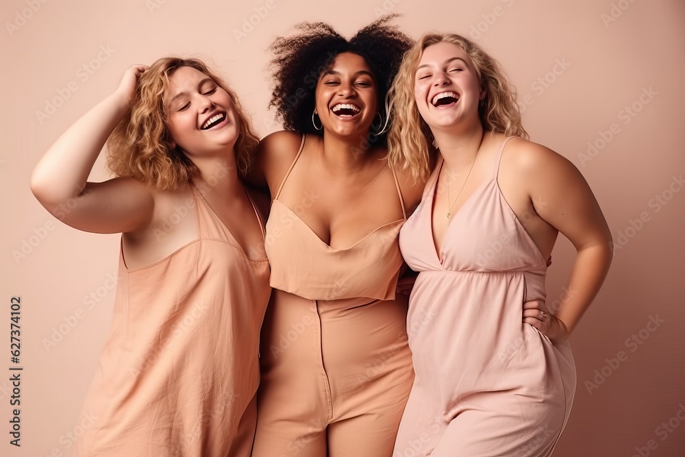 Body positive concept, happy woman friend posing Body positive concept, happy woman friend posing