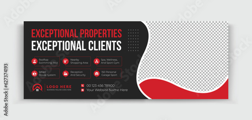 Home sale Real estate business social media cover timeline template.Custom minimal social media design template, Dream house property for sale real estate timeline cover design template