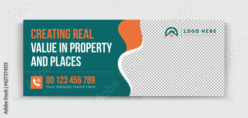 Home sale Real estate business social media cover timeline template.Custom minimal social media design template, Dream house property for sale real estate timeline cover design template