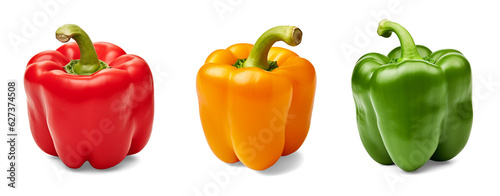 Orange bell pepper isolated on transparent or white background, png photo