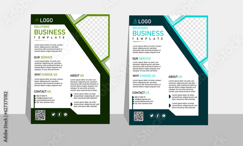 Vector business tow color variation flyer template.