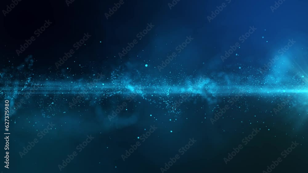 abstract background with particles, slow motion glowing particles on blue background, seamless 4k loop animation