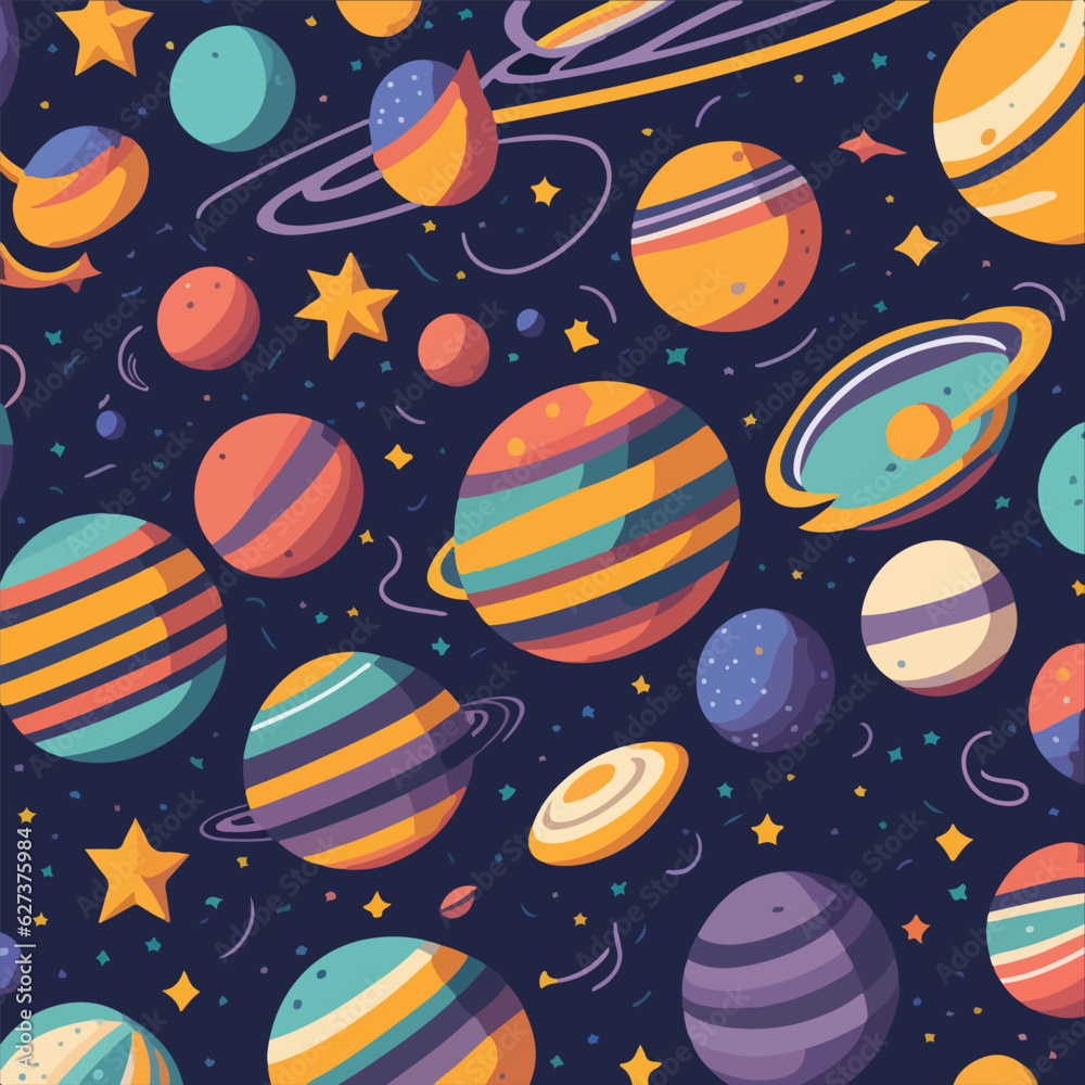 Space planets seamless pattern. cosmic night sky seamless patterns. hand drawn space background Space planets seamless pattern. cosmic night sky seamless patterns. hand drawn space background