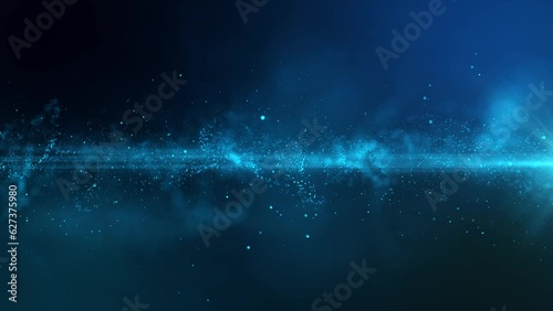 abstract background with particles, slow motion glowing particles on blue background, seamless 4k loop animation
