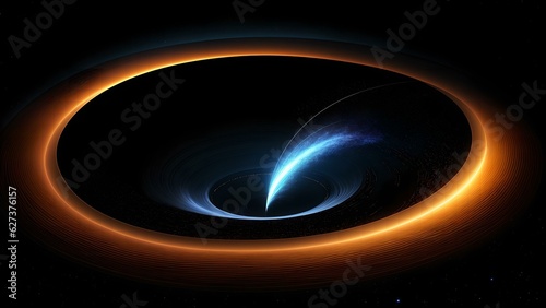 Photo of a mesmerizing black hole with a captivating blue light emanating from its core