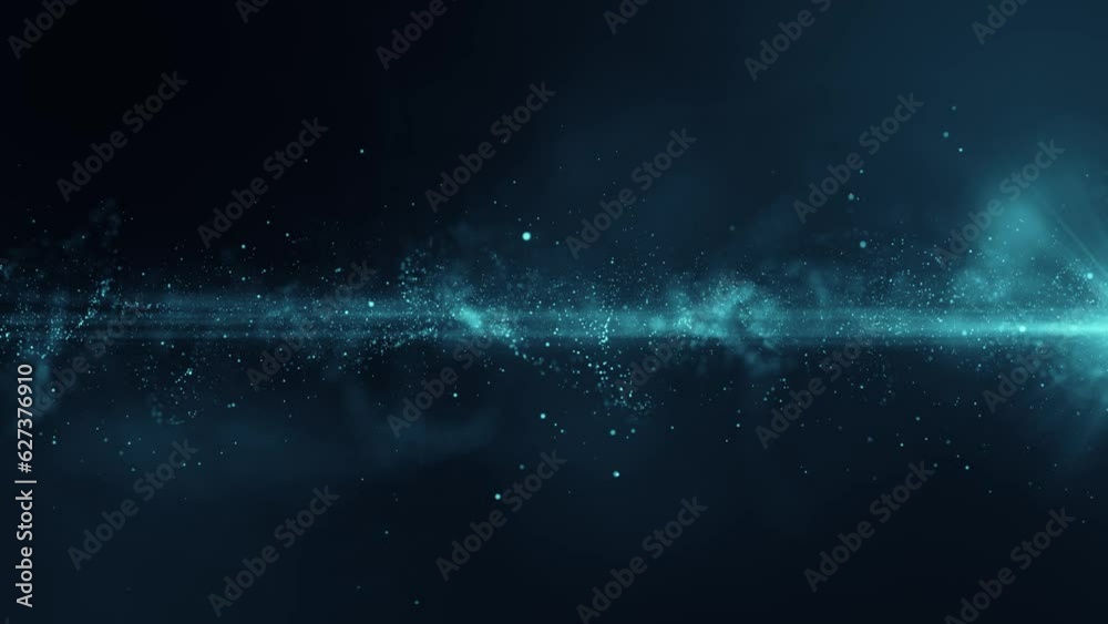 abstract background with particles, slow motion glowing particles on dark blue background, seamless 4k loop animation